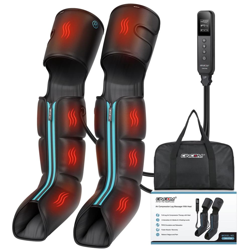 CINCOM Leg Massager - Upgraded Foot Calf Thigh Massager with Heat and Compression for Circulation and Pain Relief(FSA or HSA Eli