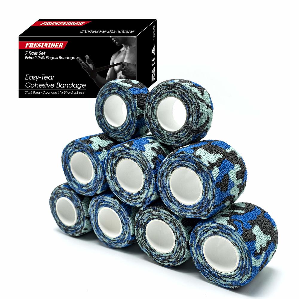 FRESINIDER 9 Rolls Self Adhesive Wrap Athletic Tape Gauze, Breathable Elastic Cohesive Bandage for Sports Injury & Pet (7 Pcs 2"
