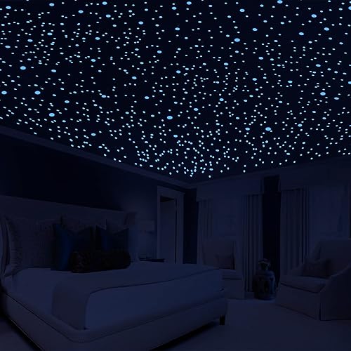 Neasyth 808 PCS Glow in The Dark Stars for Ceiling, Glowing Wall Decals Decor Stickers,(404 Pcs Green and 404 Sky Blue)3D Adhesive Dots 