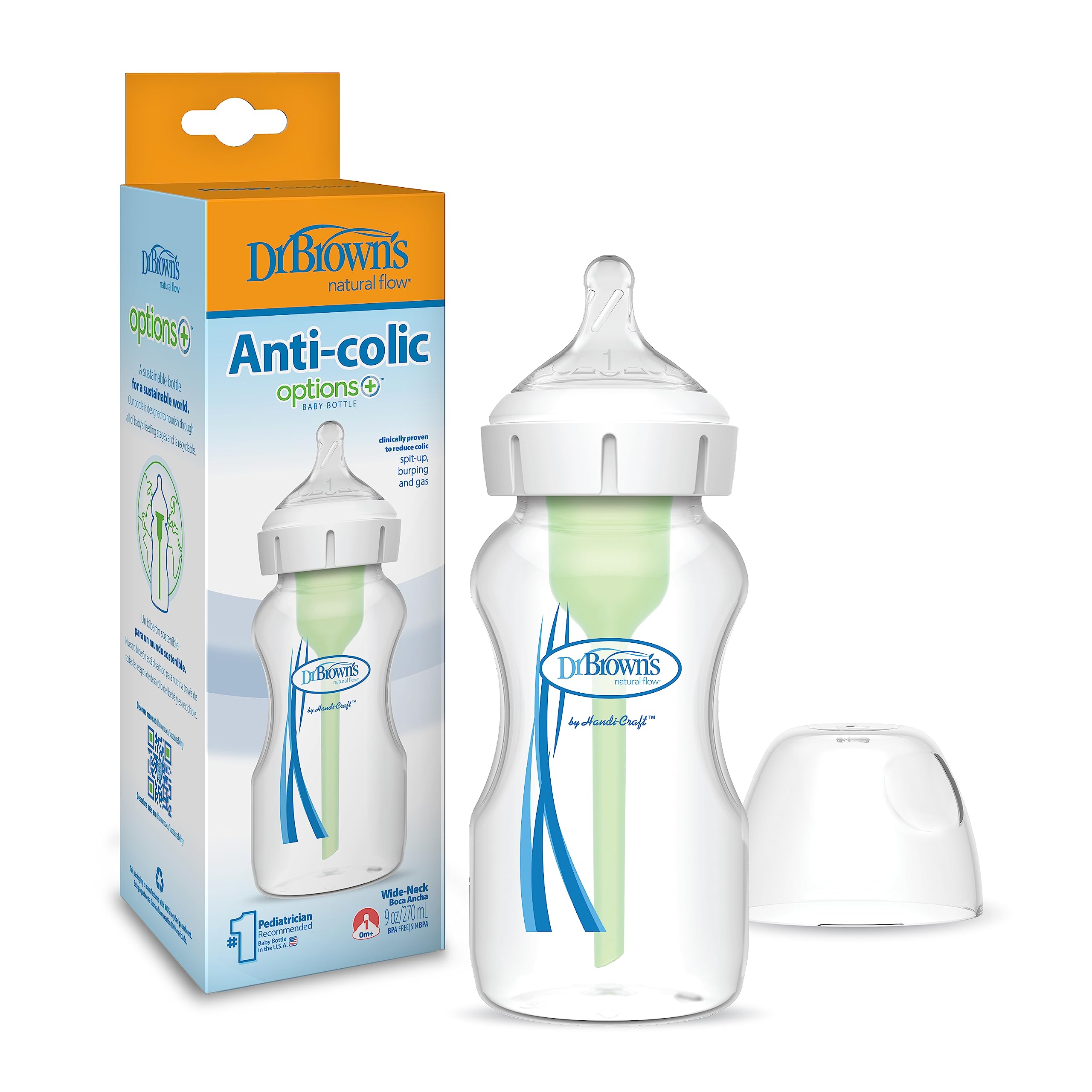 Brown's Natural Flow Anti-Colic Options+Wide-Neck Baby Bottle