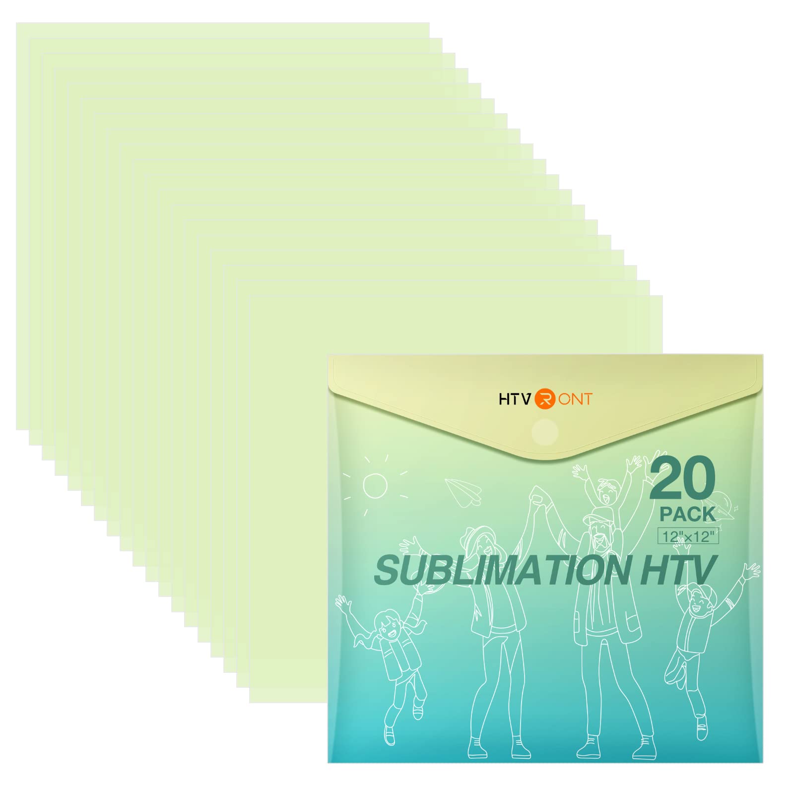 HTVRONT Clear HTV Vinyl for Sublimation, 20 Pack 12 X 12 Glossy