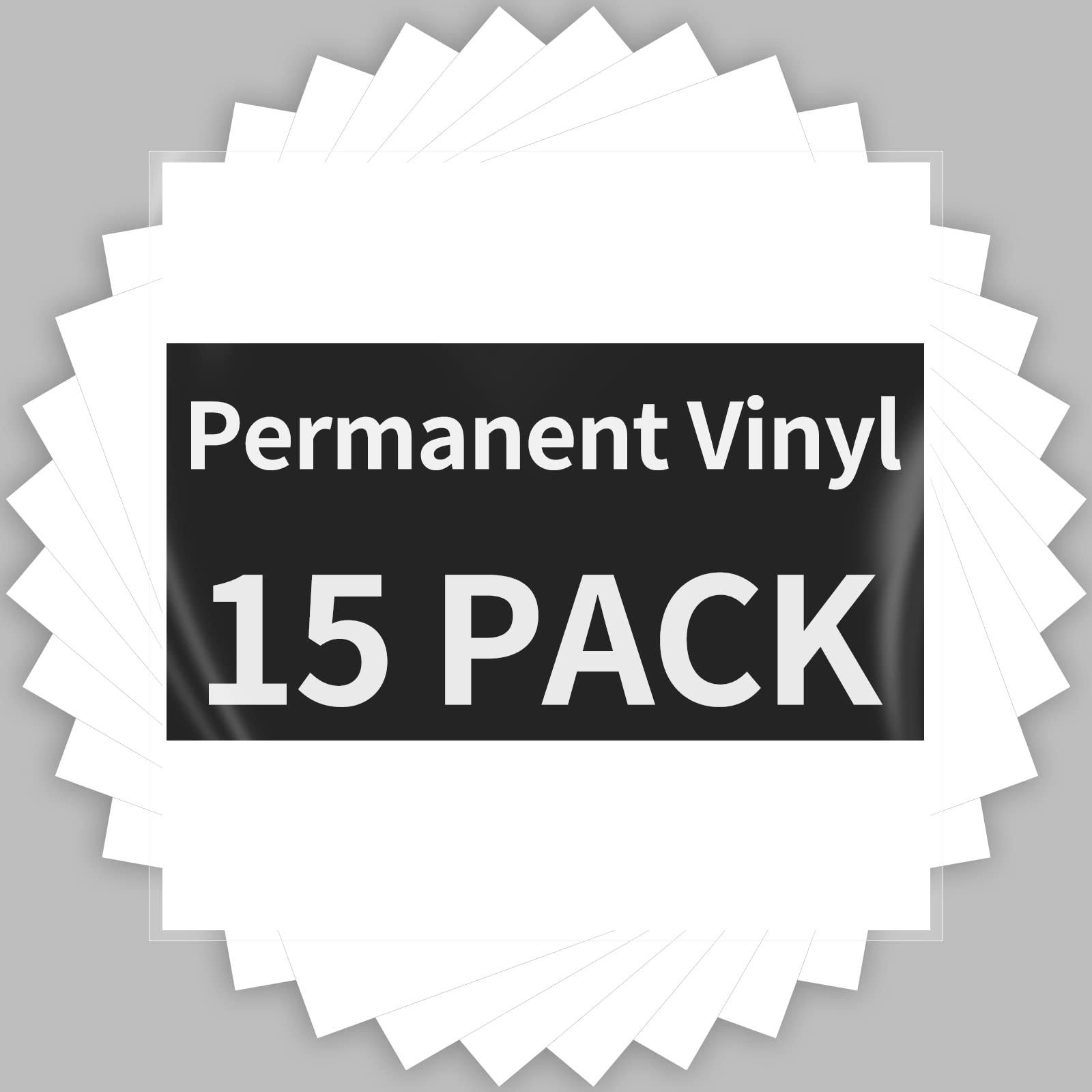 Sooez White Permanent Vinyl - 15 Sheets Glossy White Adhesive Vinyl  12x11.8, White Vinyl Permanent Adhesive Vinyl Sheets for Home De