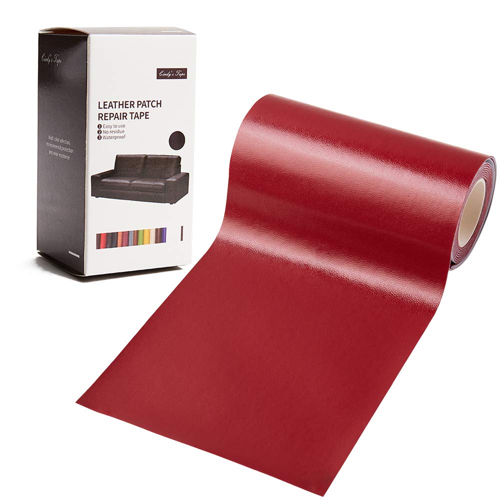 Cindy's Tape Leather Repair Patch Tape Burgundy Dull-Red 3 x 60 inch Self Adhesive Leather Repair Tape for Furniture, Car Seats, Couch, Sofa,