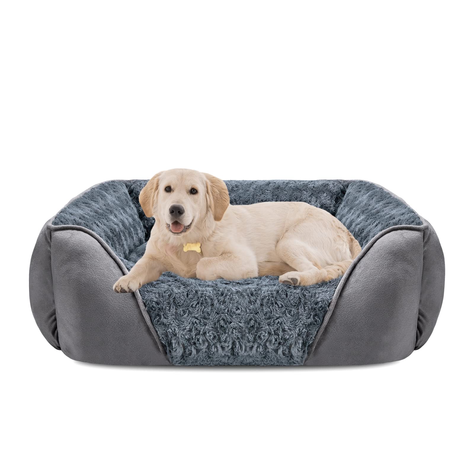 INVENHO Large Dog Bed for Large Medium Small Dogs, Rectangle Washable Dog Bed, Orthopedic Dog Bed, Soft Calming Sleeping Puppy B
