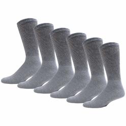 Brooklyn Socks Big and Tall Diabetic Cotton Crew Socks, King Size Mens Athletic Crew Socks (13-16, Gray) - 6 pairs