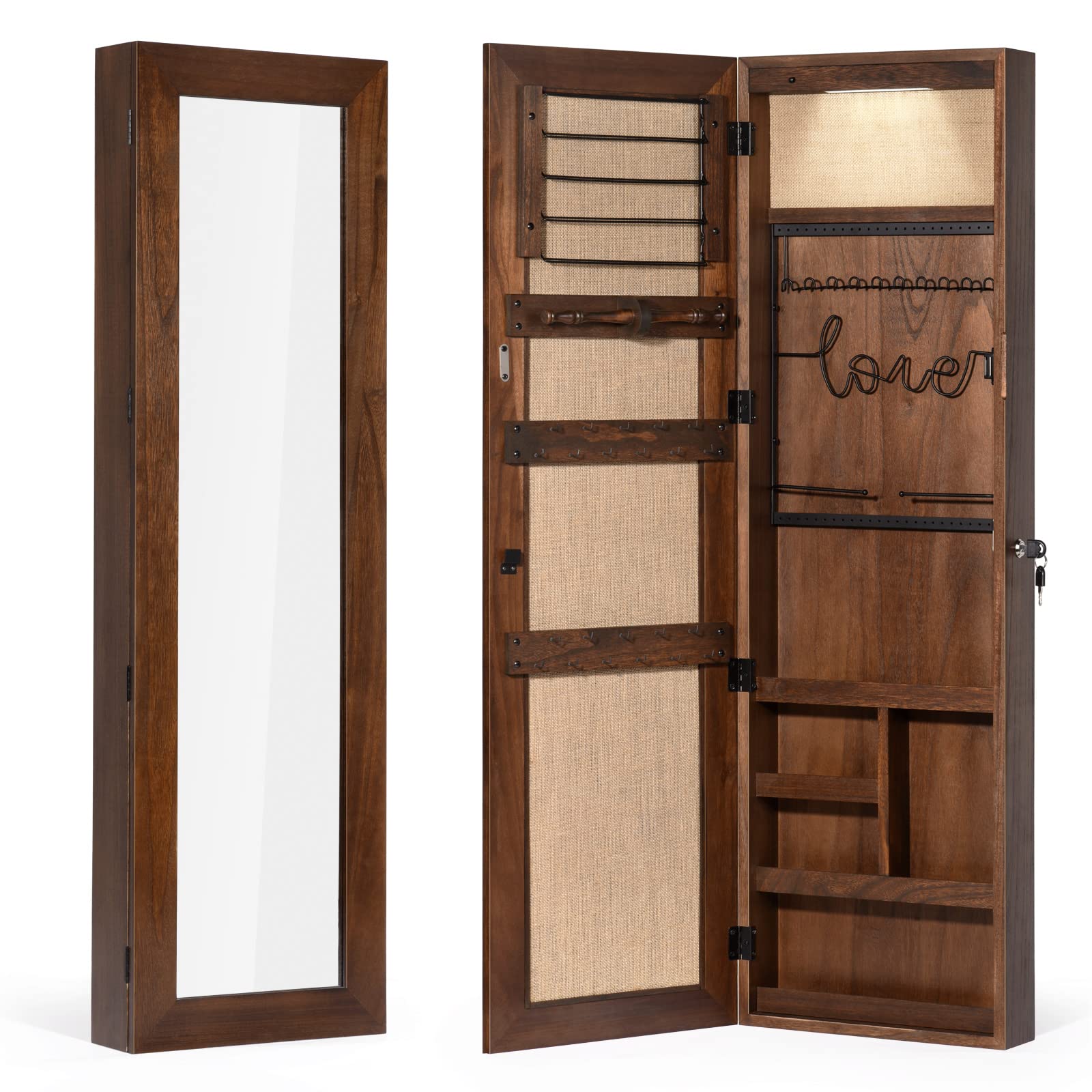 SRIWATANA Jewelry Organizer, Wall/Door Mounted Jewelry Armoire