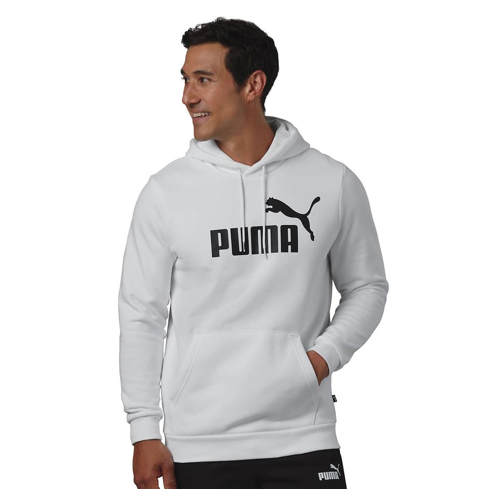 Puma PUMA mens Essentials Big Logo Fleece Hoodie Hooded Sweatshirt, White,  Medium US