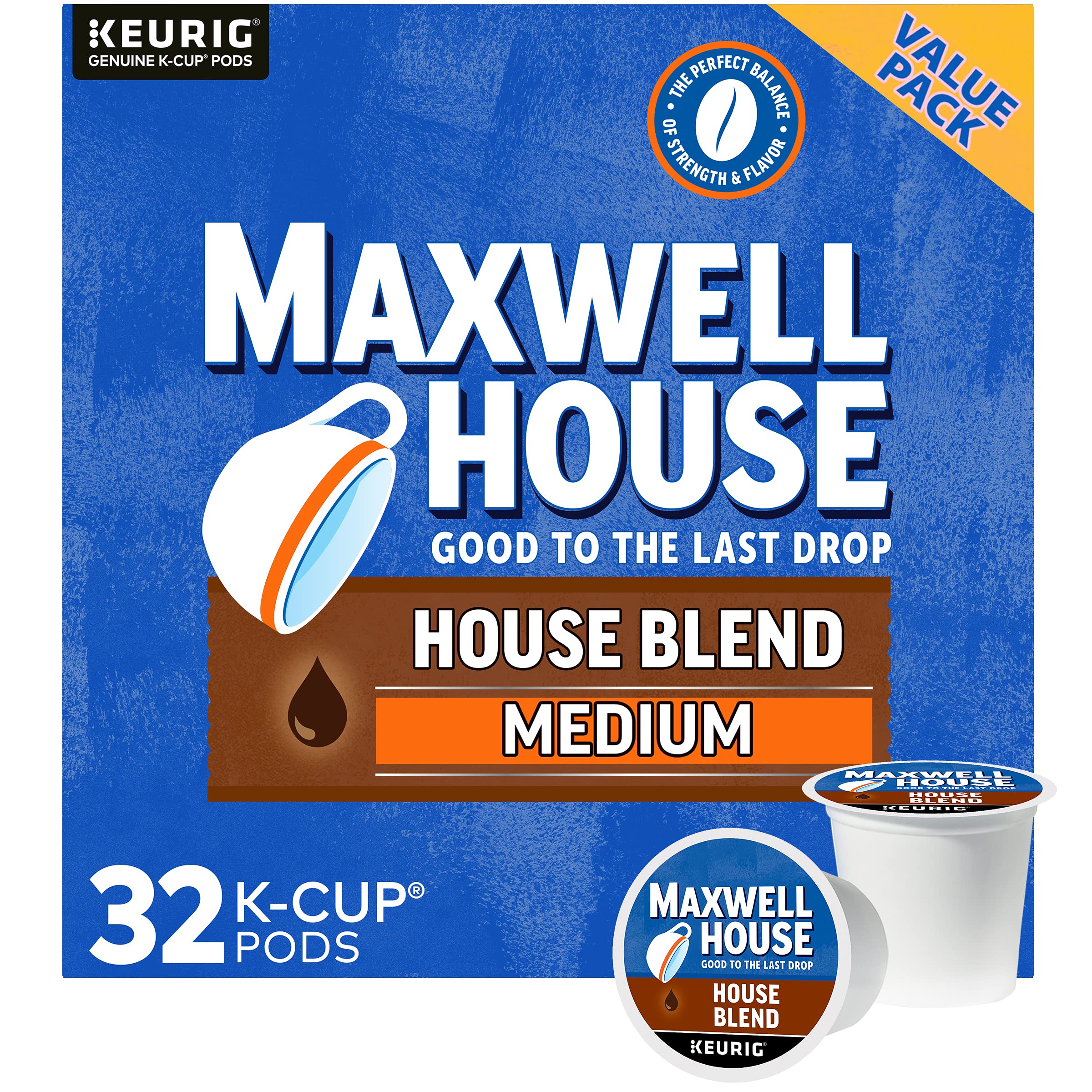 Maxwell House House Blend Medium Roast K-Cup? Coffee Pods (32 ct Box)
