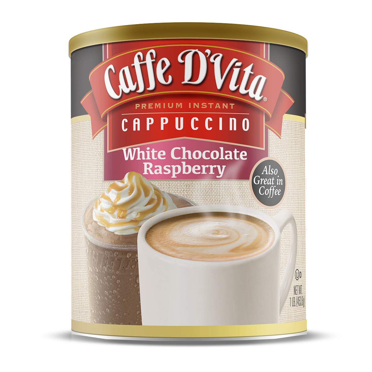 Caffe D'Vita Caffe D?Vita White Chocolate Rasberry Cappuccino Mix - Instant Cappuccino Mix, Gluten Free, No Cholesterol, No Hydrogenated Oils