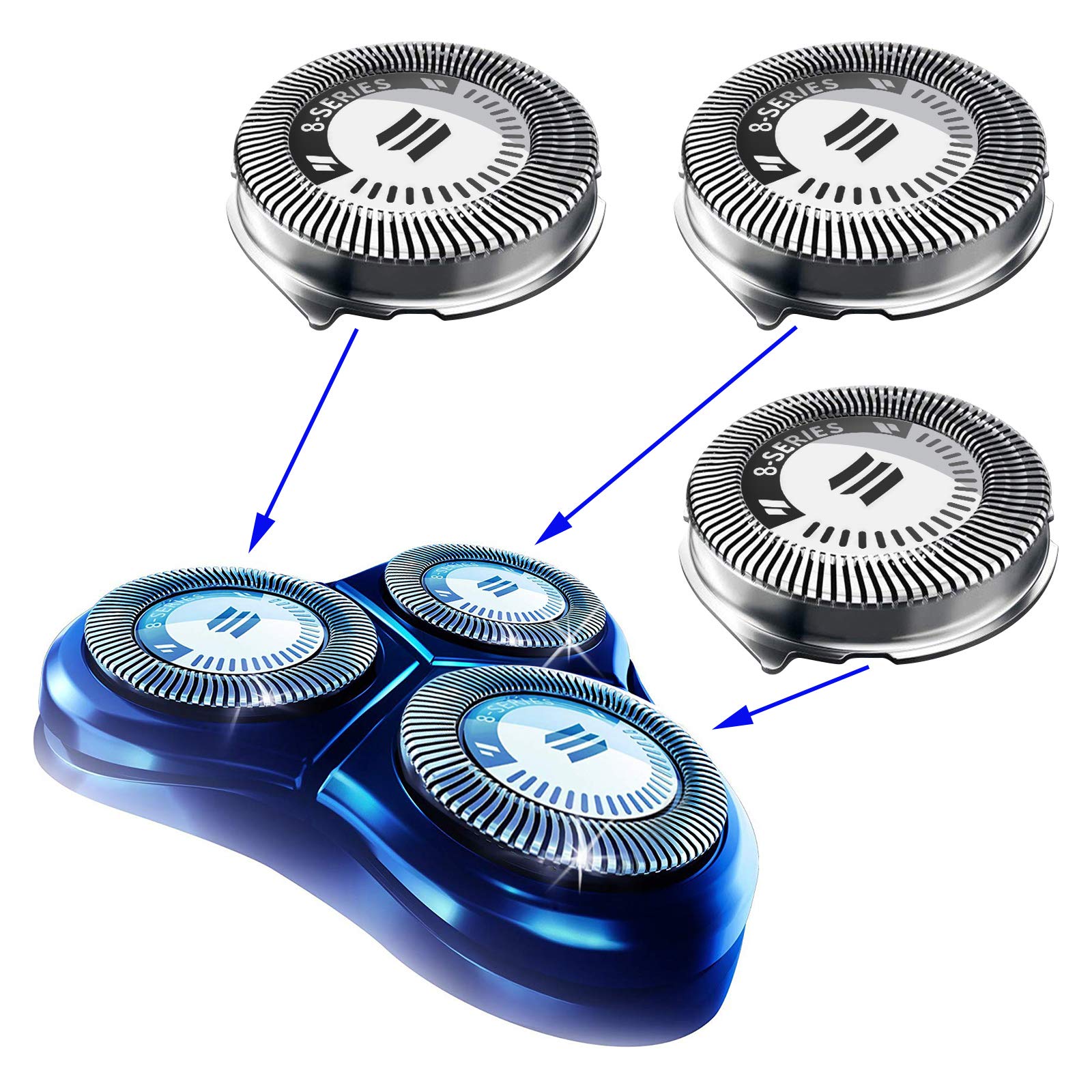 Termation HQ8 Replacement Heads for Philips Norelco Shavers, OEM HQ8 Heads New Upgraded