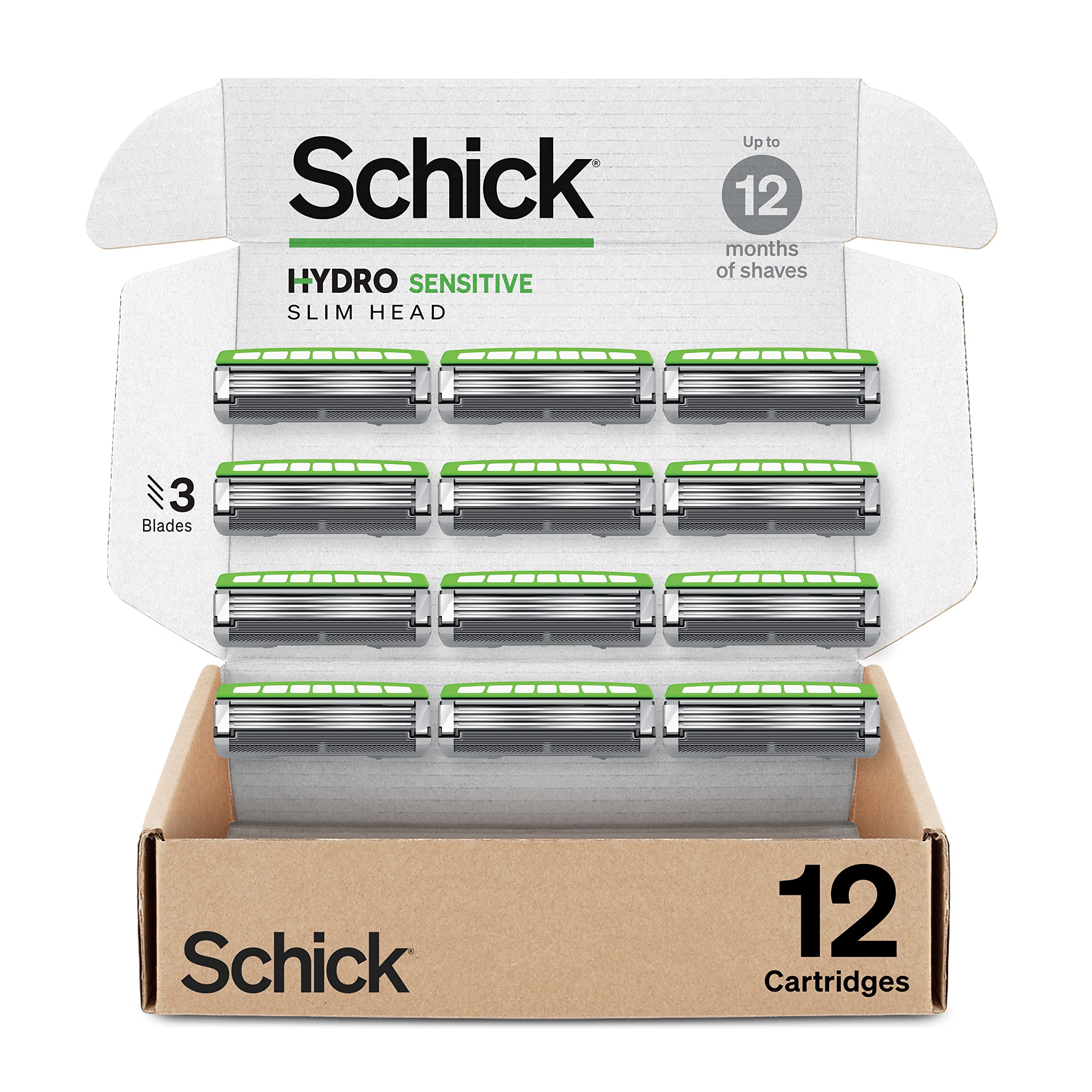 Schick Hydro Slim Head Sensitive Refills - Schick Razor Refills for Men, Men?s Razor Refills, 12 Count