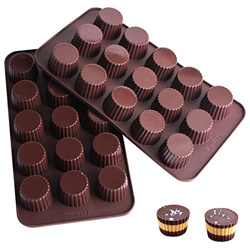 Webake chocolate candy Molds Silicone Baking Mold for Snack Size Peanut Butter cup, Jello, Keto Fat Bombs and cordial, Pack of 2