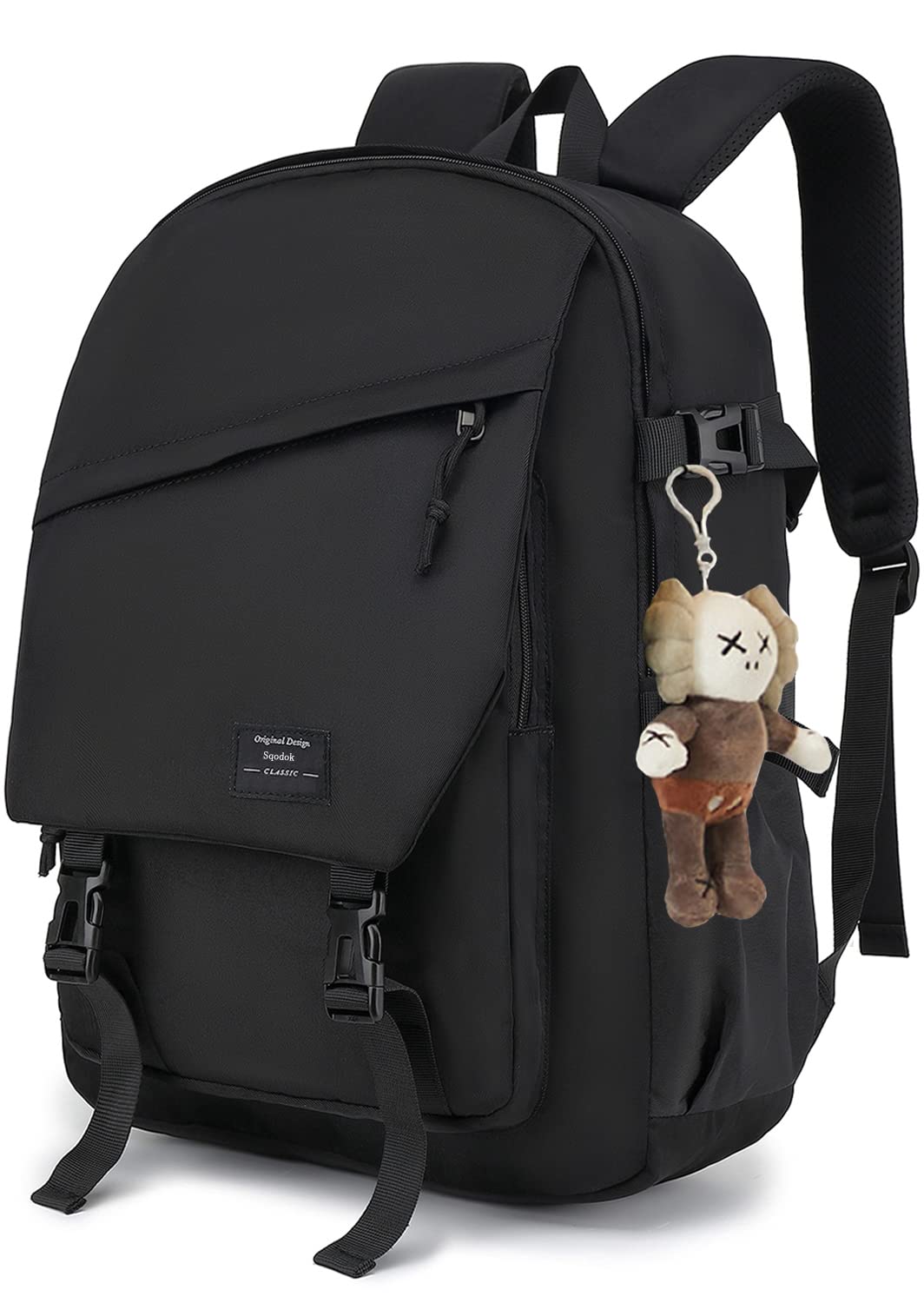 Sqodok Backpack for School Backpacks for Girls Black Bookbag for Women Men Teen College Shool Bag for Middle School High School