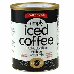 Caffe D'Vita Caffe D?Vita Simply Iced Coffee - 100% Colombian Arabica Instant Mix, Latte Mix, Low Calorie Iced Coffee, Lightly Sweetened, Dai