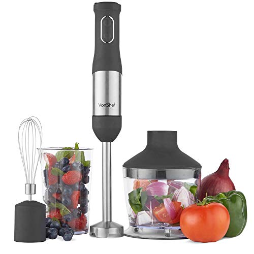 Dynastar VonShef 220 Volt Hand Blender 800W 3 in 1 Mini chopperFood Processor, Immersion
