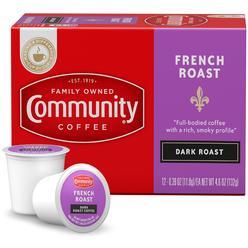 Community Coffee French Roast 12 Count Coffee Pods, Extra Dark Roast, Compatible with Keurig 2.0 K-Cup Brewers, 12 Count (Pack o