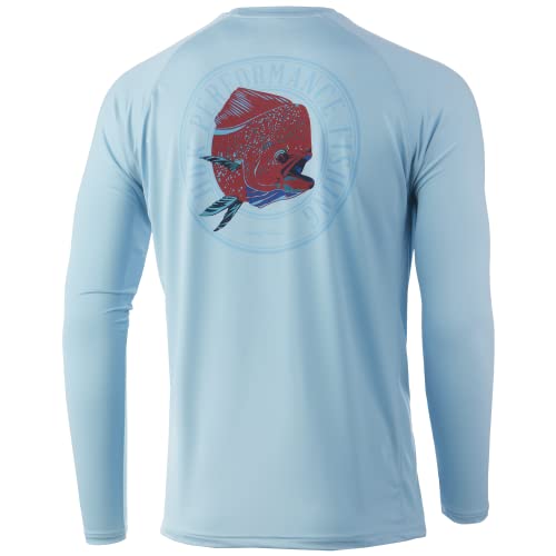 HUK Men\'s Standard VC Pursuit Long Sleeve Sun Protecting Fishing Shirt, Dolphin Bright-Ice Blue, Medium