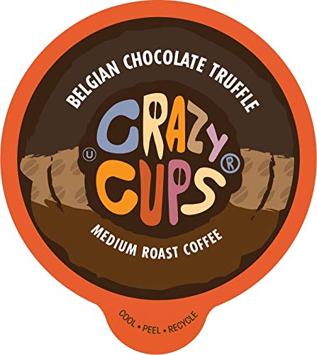 Crazy Cups Flavored Coffee for Keurig K-Cup Machines, Belgian Chocolate Truffle, Hot or Iced Coffee, 22 Single Serve, Recyclable
