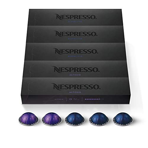 Nespresso Capsules VertuoLine, Espresso Variety Pack, Medium and Dark Roast Espresso Coffee, 50 Count Coffee Pods, Brews 1.35 Ou
