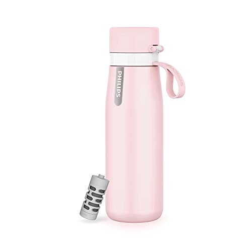 Philips Water Philips GoZero Everyday Insulated Stainless Steel Filtered Water Bottle with Philips Everyday Water Filter, BPA Free, Purify Tap