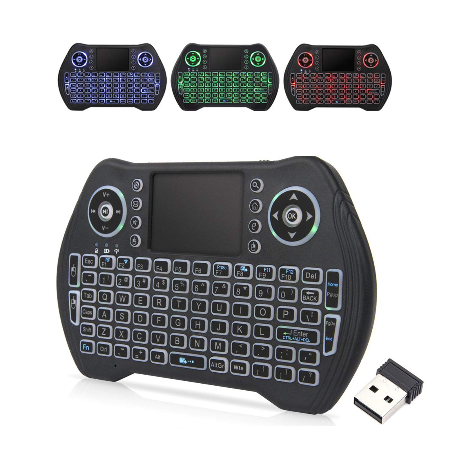 EASYTONE Backlit Mini Wireless Keyboard Touchpad Mouse Combo Remote Control with Rechargeable Li-ion Battery and Multimedia Keys