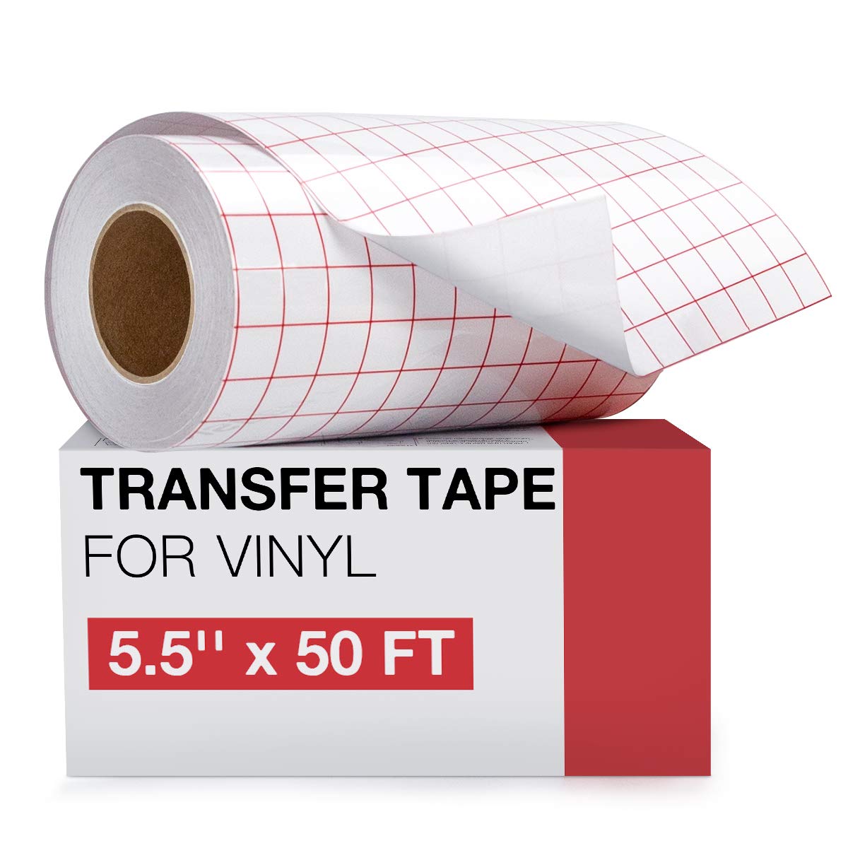 HTVRONT Transfer Tape for Vinyl- 5.5 x 50 FT w/Red Alignment Grid for  Cricut Joy and Cricut Adhesive Vinyl, Silhouette Cameo Tr