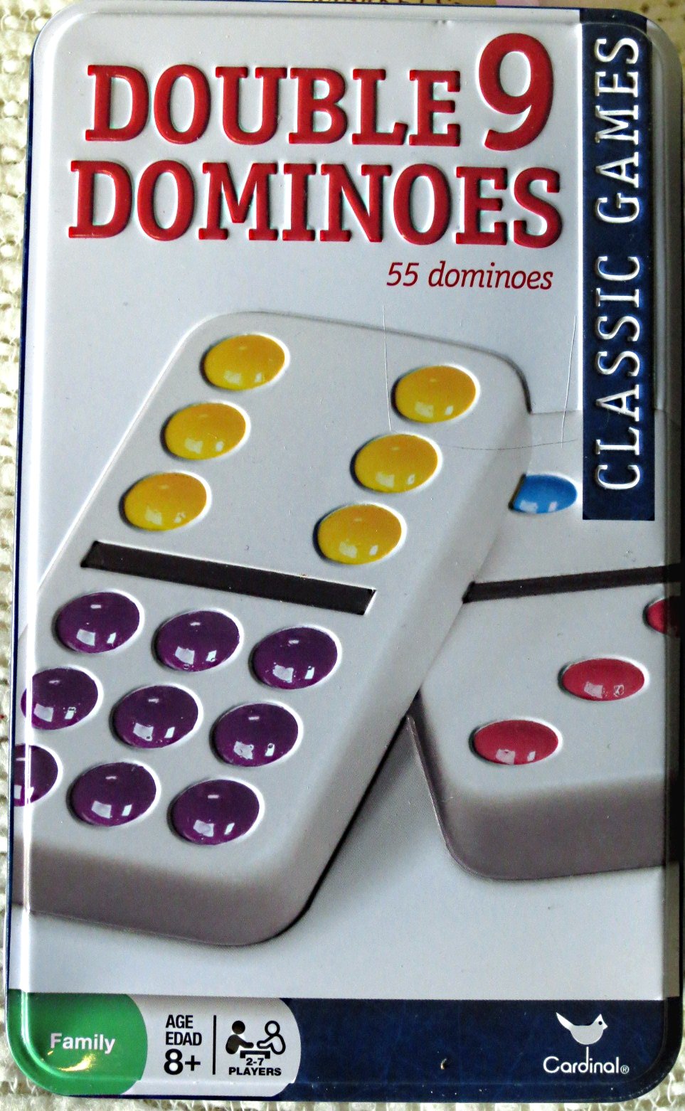 Cardinal Supplies Cardinal Industries Inc 9511C-4 Double 9 Dominoes in Tin Assorted Colors