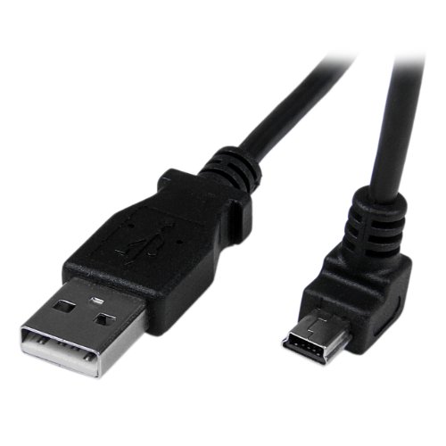 StarTech.com Down Angle Mini USB Cable - 2m - Black - USB A to Mini USB B - USB to Mini USB Cable - Mini USB Charger - USB A to 