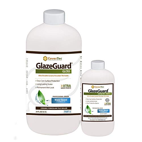 GlazeGuard by CoverT GlazeGuard Gloss Floor/Wall Sealer for Ceramic, Porcelain, Stone Tile Surfaces - 1 Qrt (2) Part Kit