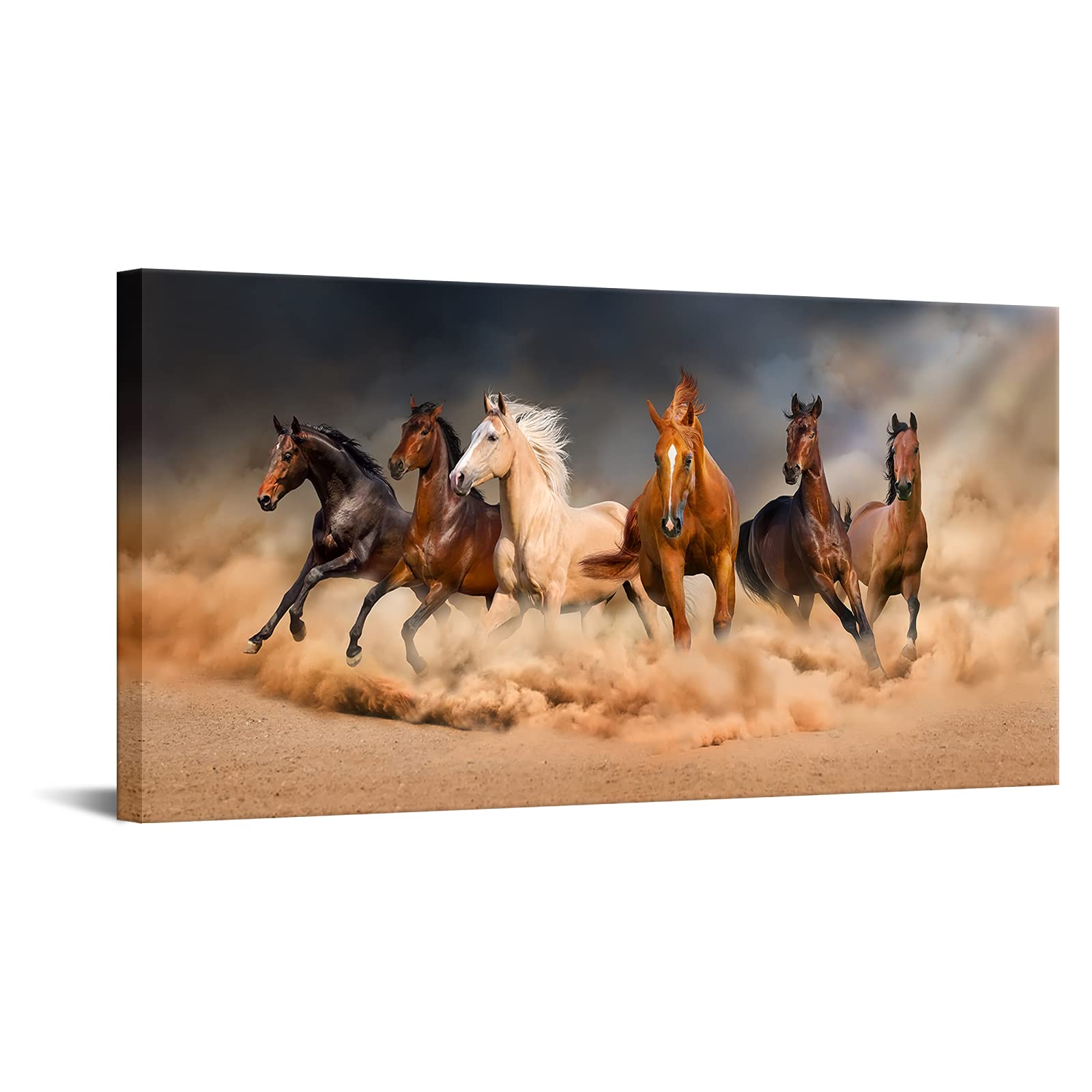 LevvArts - Large Size Running Horse Canvas Wall Art,Wild Animal Picture Print on Canvas,Framed Gallery Wrapped,Modern Home and O