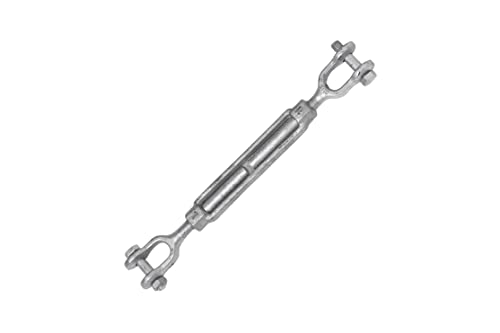 Indusco 93900241 Hot Dipped Drop Forged Galvanized Steel Jaw and Jaw Turnbuckle, 3500 lbs Working Load Limit, 5/8" Threaded Diam