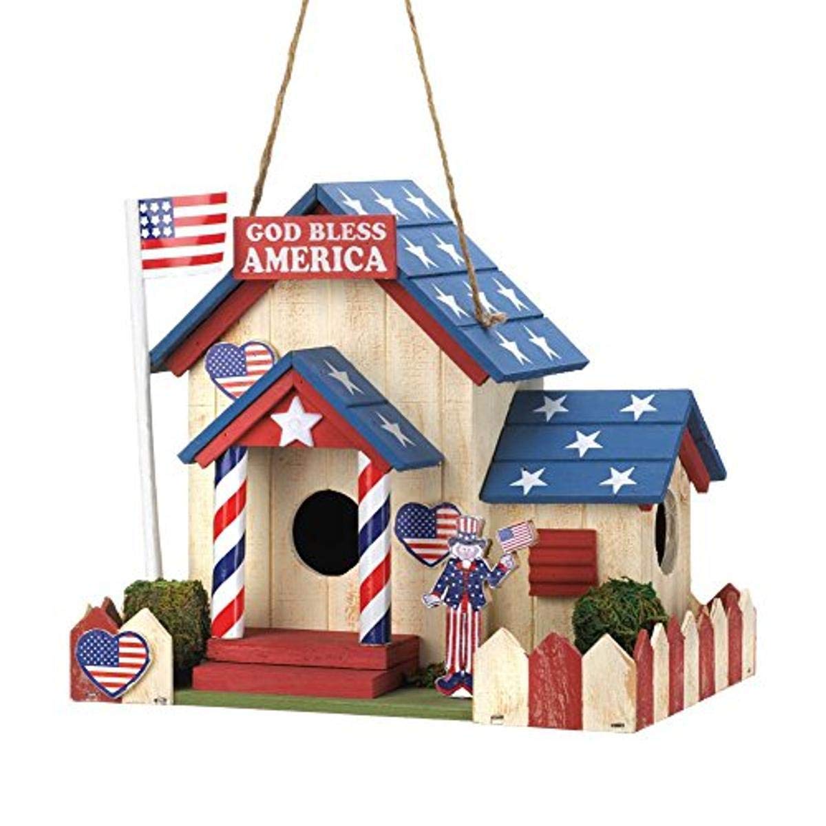 StealStreet Patriotic Theme American Flagpole Stars and Stripes Birdhouse