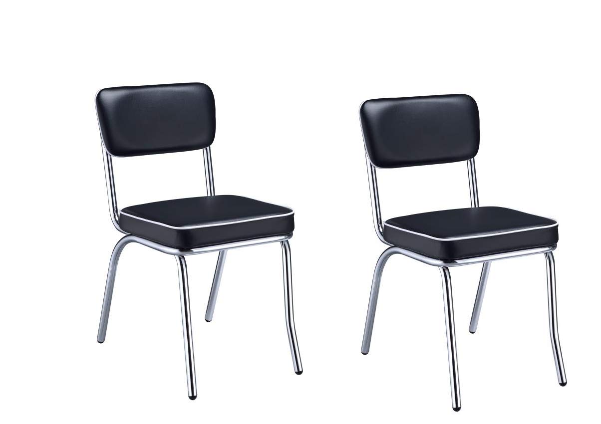 Coaster Home Furnishings Retro Open Back Side Chairs Black and Chrome (Set of 2)