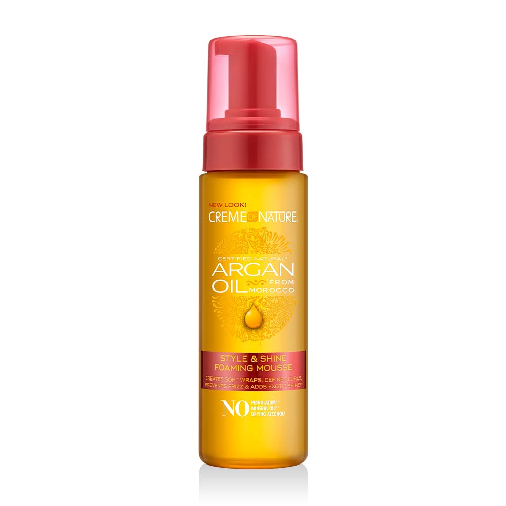 Creme of Nature Argan Oil Foaming Mousse by Creme of Nature, Style & Shine, Creates Soft Wraps, Defines Curls, Prevents Frizz & Adds Exotic Shin