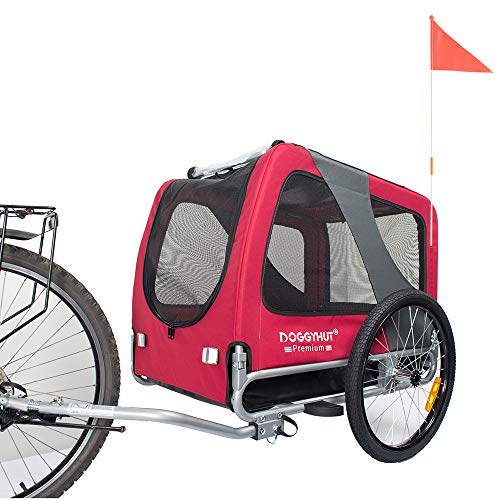Doggyhut Premium Pet Bike Trailer Bicycle Trailer for Dogs Up to 100 Lbs (Red X-Large)(DT801XL)