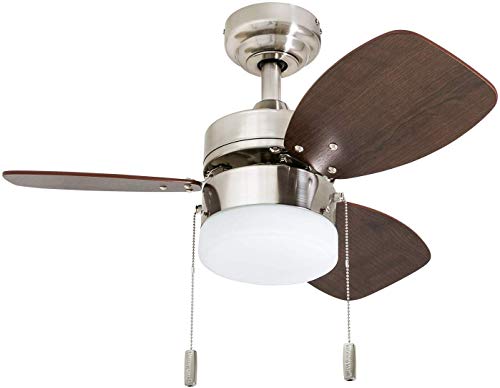 Honeywell Ceiling Fans 50601-01 Ocean Breeze Contemporary, 30” LED Frosted, Light Oak/Satin Finish Blades, Brushed Nickel