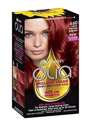 Garnier Olia Bold Ammonia Free Permanent Hair Color (Packaging May Vary), 6.60 Light Intense Auburn, Red Hair Dye, Pack of 1