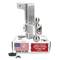 Weigh Safe Adjustable Trailer Hitch Ball Mount - 10" Adjustable Drop Hitch for 2.5" Receiver - Premium Heavy Duty Aluminum Trail