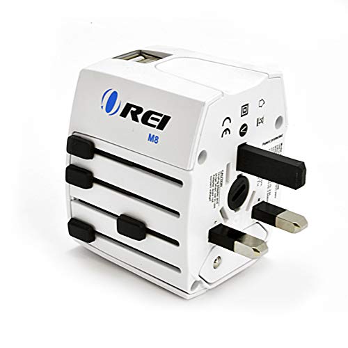 OREI Universal Travel Adapter OREI All in One International Power Adapter with 2.4A Dual USB, European Adapter Travel Power Adapter W