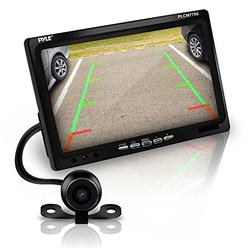 Pyle Backup Rear View Car Camera Screen Monitor System - Parking & Reverse Safety Distance Scale Lines, Waterproof, Night Vision