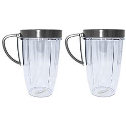 Blendin 2 Pack 24 Ounce Large Tall Cup Jar with Handled Lip Ring,Compatible with Nutribullet 600W, 900W, NB-101B, 900 Pro Series