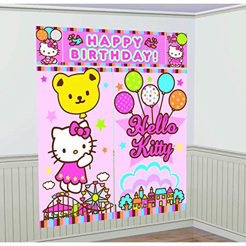 Amscan 5-Piece Hello Kitty Balloon Dreams Scene Setter Set, Multicolored