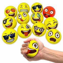 Oji-Emoji Oji-Moji Party Pack 12 Emoji Stress Balls, Stocking Stuffers for Kids,, Stress Relief, Fidget Kids Toys, Therapy Squeeze, Specia