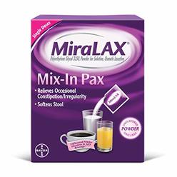 MiraLAX Mix-In Pax, Single Dose Packets, Unflavored/Grit Free Laxative Powder, 10 Count