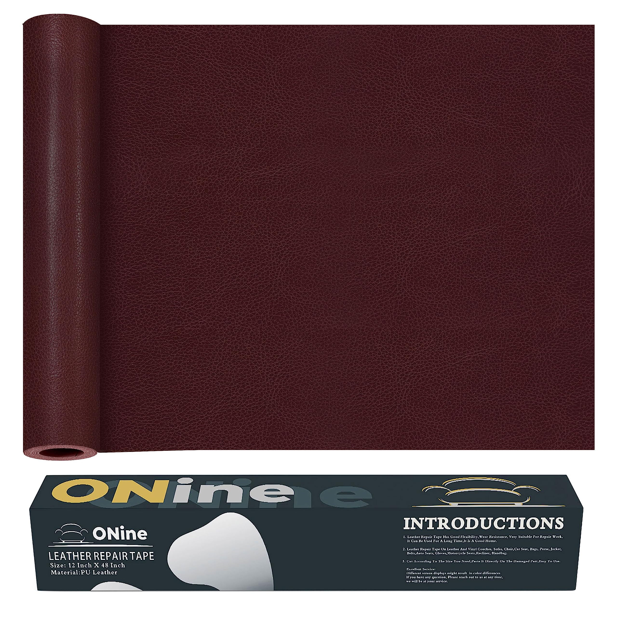 ONine Leather Repair Patch,Leather Repair Tape, 12 x 48 inches Leather Repair Patch for Furniture,Vinyl Repair kit,Leather Couch Patch