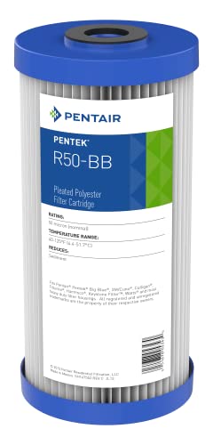 Pentek Pentair Pentek R50-BB Big Blue Sediment Water Filter, 10-Inch, Whole House Pleated Polyester Filter Cartridge, 10" x 4.5", 50 Mi