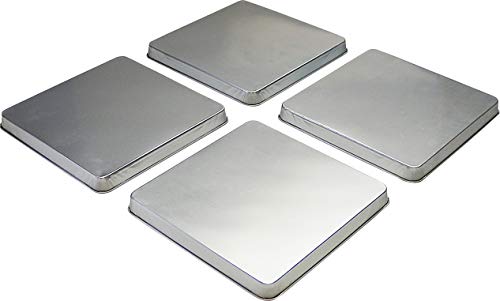 Reston Lloyd Square Gas Stove Burner Covers, Set of 4, Stainless Steel Look