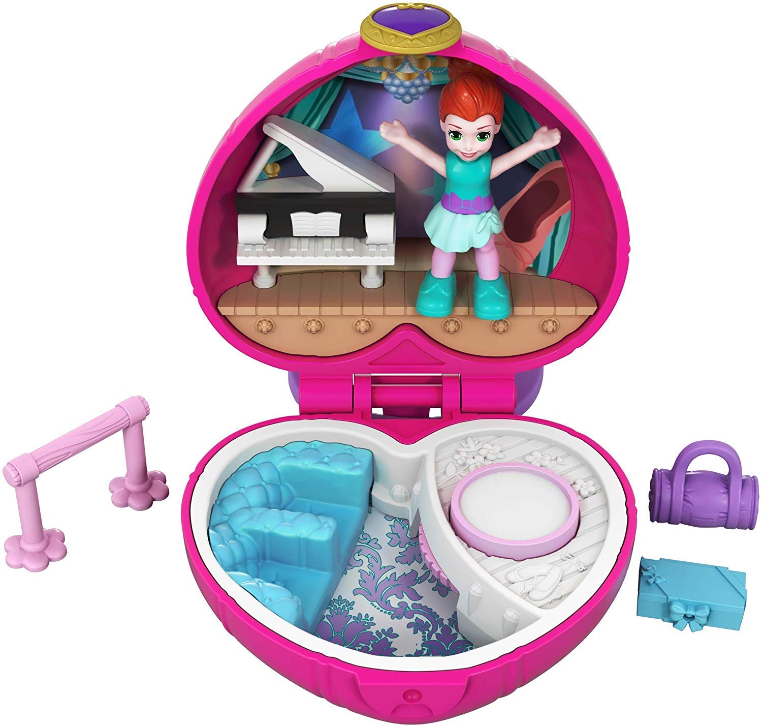 Polly Pocket Tiny Pocket Places Ballet Compact with Micro Lila Doll & Accessories