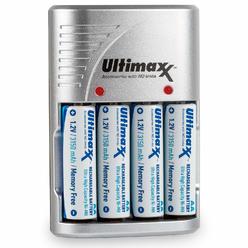 Ultimaxx 4 Port charger with 4 AA Batteries (Ultimaxx 4 Port charger with 4 AA Batteries 3150mAh Memory Free- Rechargeable, Ni-M