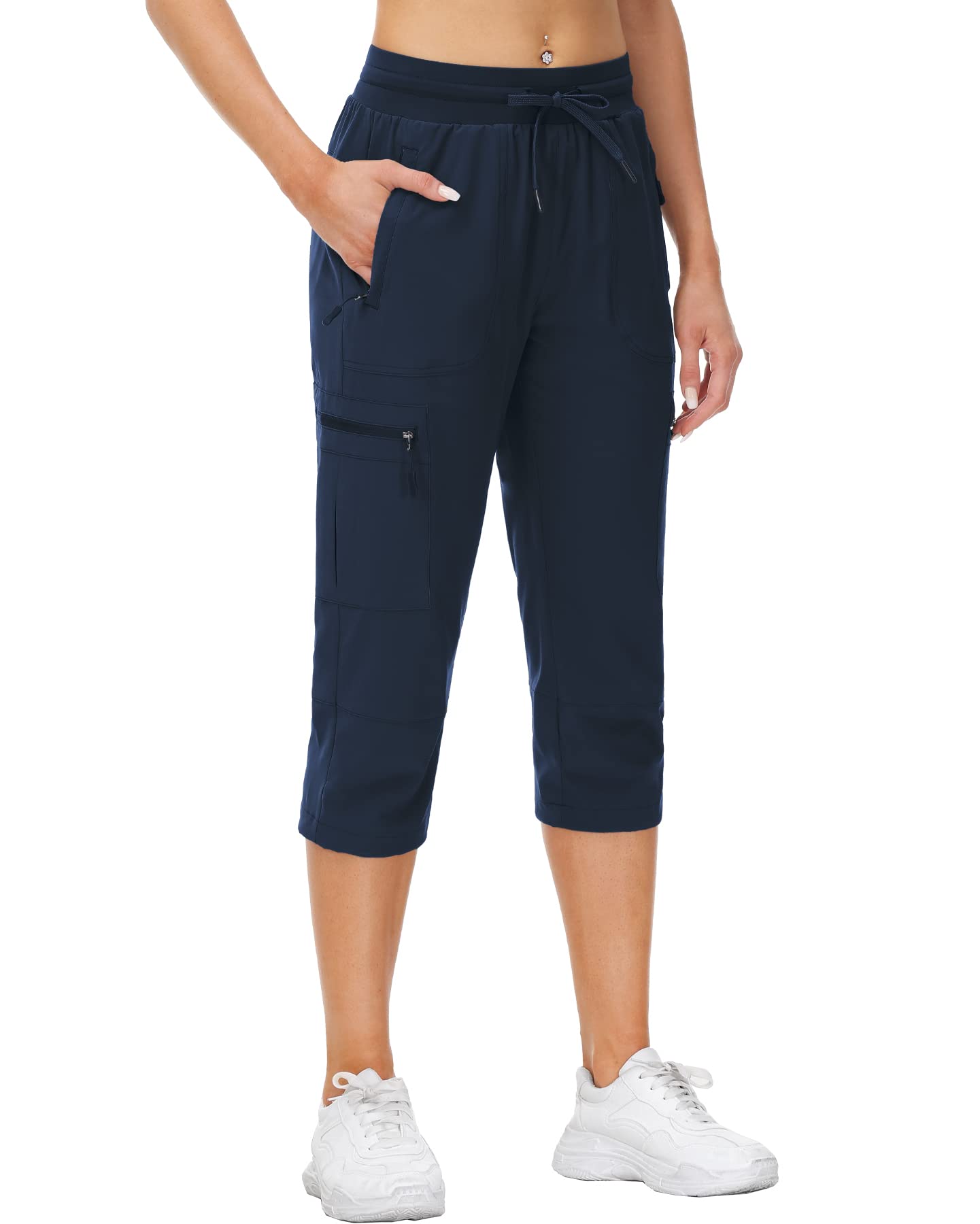 VILIGO Hiking Pants Women Elastic Wasit Quick Dry Casual Solid Loose Fit Hiking Pants Navy XS